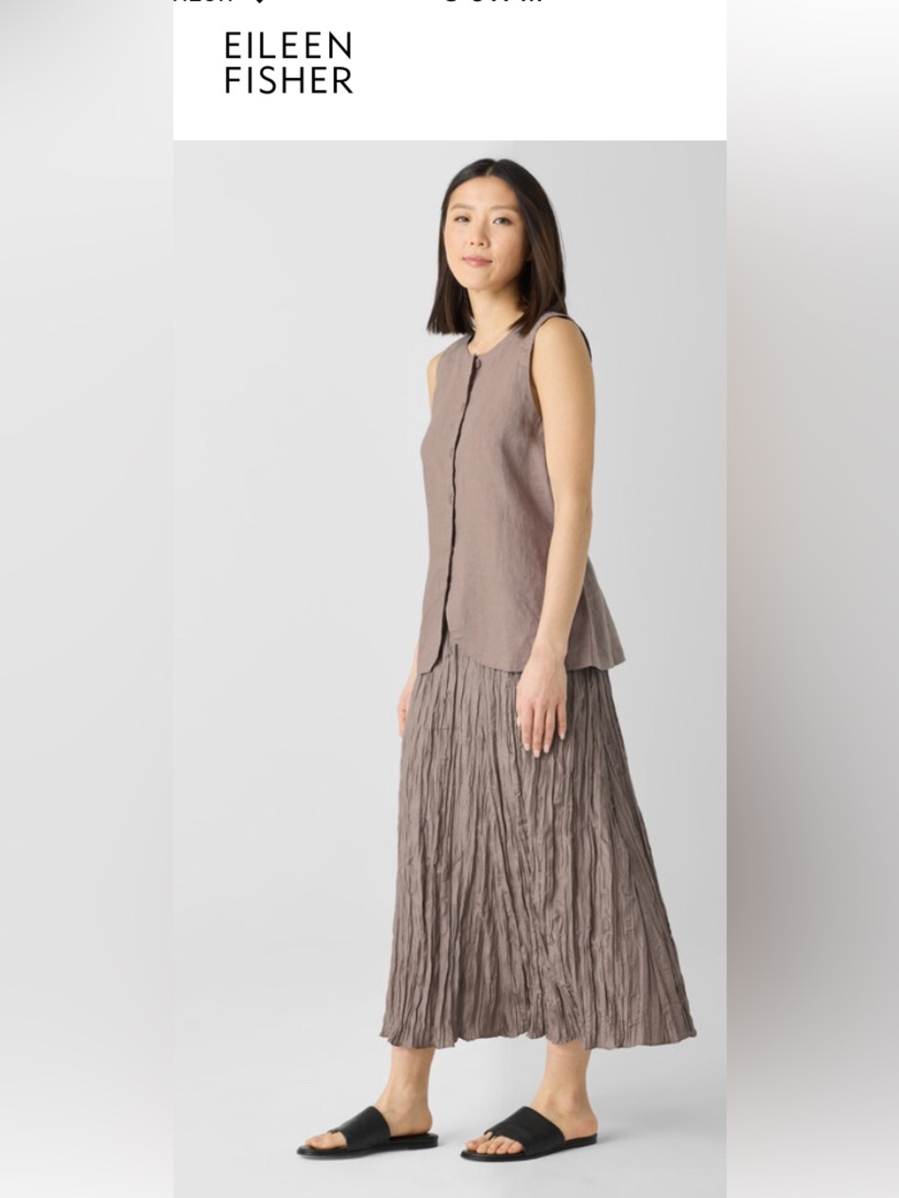 Eileen Fisher Crushed Silk Flared Maxi Skirt Size S